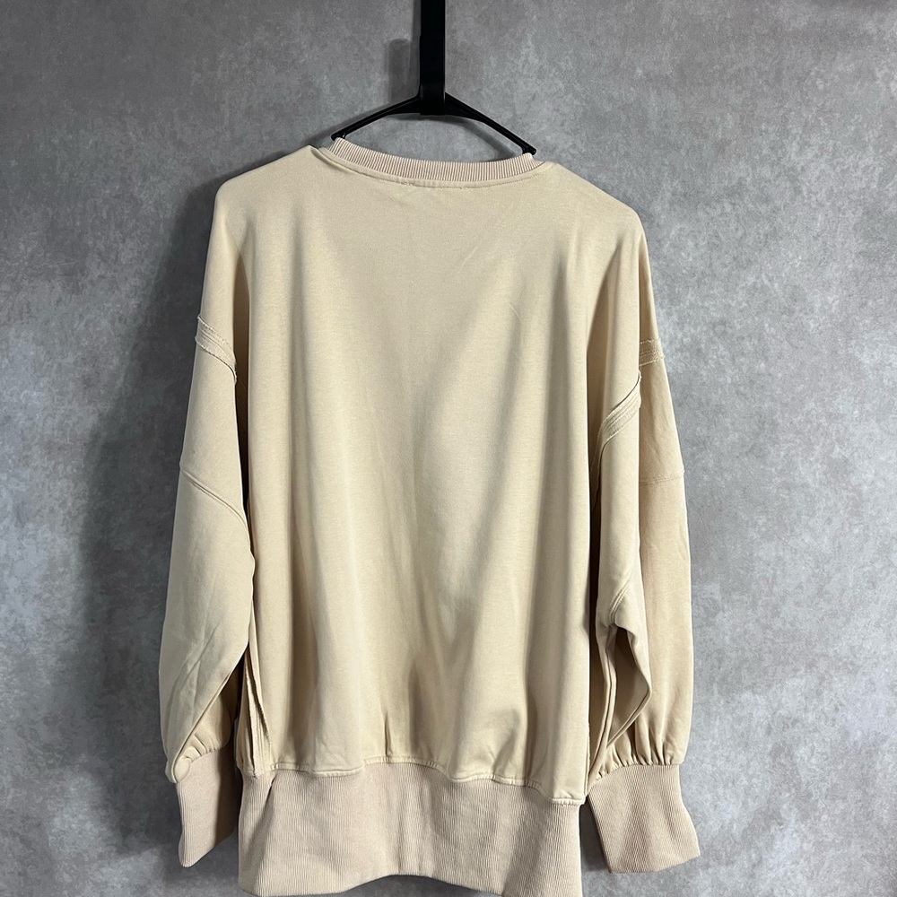 Women's Beige Peace Sign Sweater - Picture 2 of 3